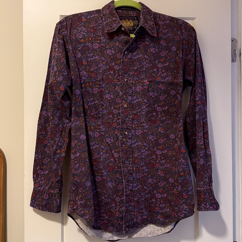 Vintage Ralph Lauren Chaps Floral Shirt with Purple and Green Accents